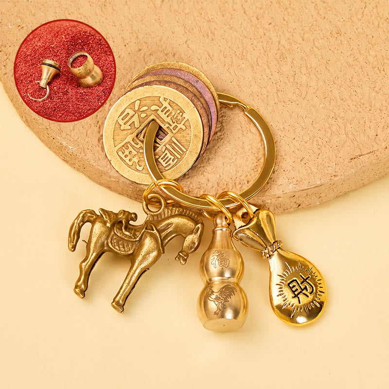 FuAttract Luck Prosperity & Protection Antique Brass Chinese Zodiac Fu Calabash Keychain - Rooster - image 9