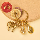 FuAttract Luck Prosperity & Protection Antique Brass Chinese Zodiac Fu Calabash Keychain - Rooster - image 9