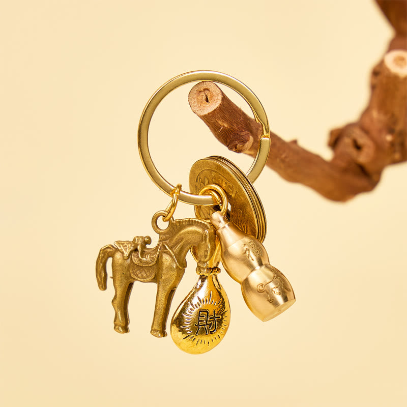 FuAttract Luck Prosperity & Protection Antique Brass Chinese Zodiac Fu Calabash Keychain - image 13