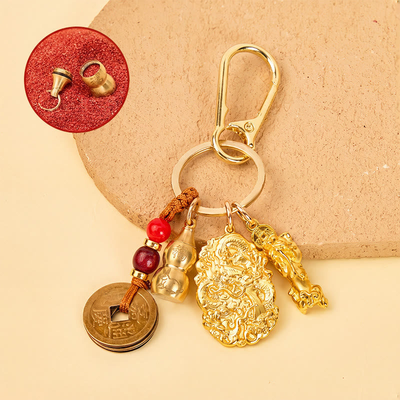 FuAttract Wealth Protection & Prosperity Brass Dragon Pixiu Chinese Zodiac Calabash Keychain - Rabbit - image 6