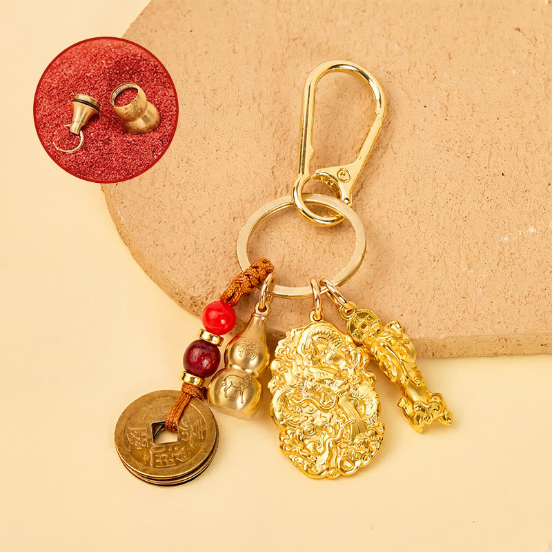 FuAttract Wealth Protection & Prosperity Brass Dragon Pixiu Chinese Zodiac Calabash Keychain - Goat - image 14