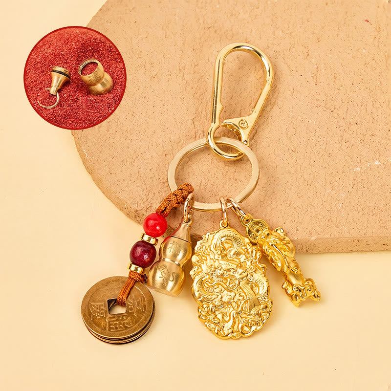 FuAttract Wealth Protection & Prosperity Brass Dragon Pixiu Chinese Zodiac Calabash Keychain - Monkey - image 16
