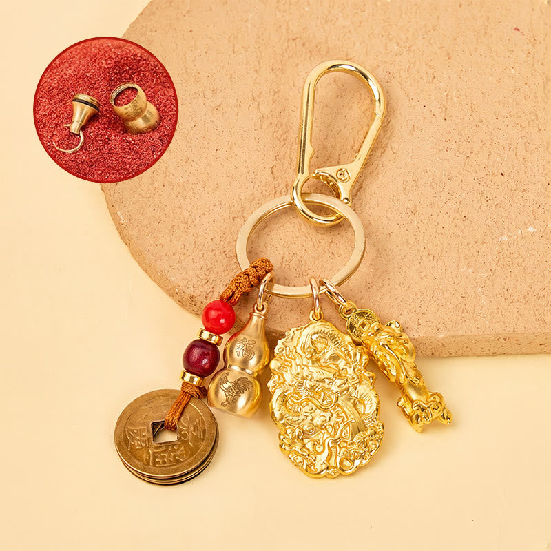 FuAttract Wealth Protection & Prosperity Brass Dragon Pixiu Chinese Zodiac Calabash Keychain - Rooster - image 18