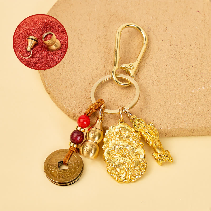 FuAttract Wealth Protection & Prosperity Brass Dragon Pixiu Chinese Zodiac Calabash Keychain - Dog - image 20