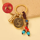 FuAttract Wealth Fortune Pixiu Chinese Zodiac Calabash Cinnabar Brass Keychain - Rat - image 0