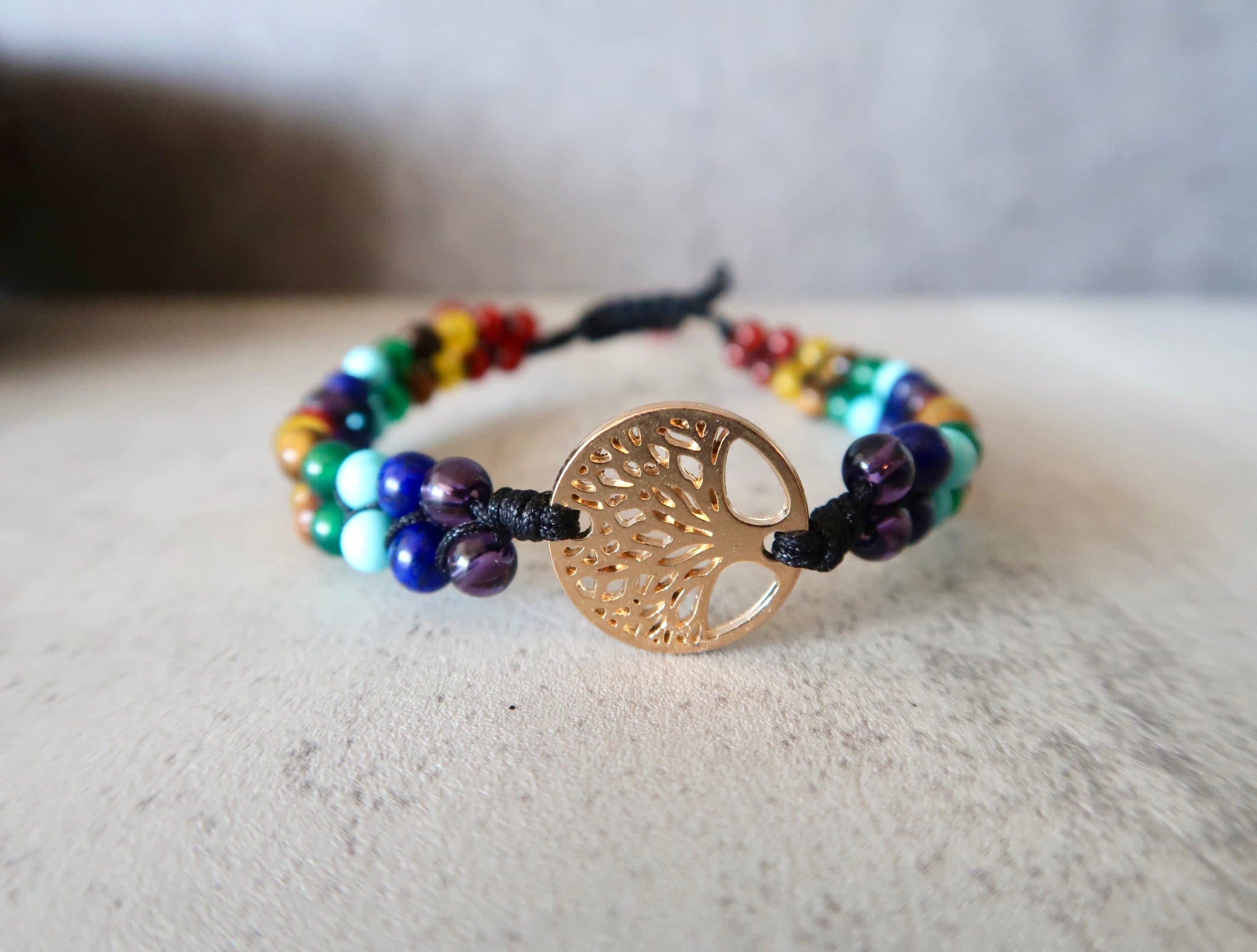 FuAttract Growth Balance & Connection Handmade Woven Tree of Life Bohemian Bracelet - Mixed Color Beads - Golden - image 13