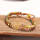 FuAttract Growth Balance & Connection Handmade Woven Tree of Life Bohemian Bracelet - Colorful Emperor Stone - Golden - image 19