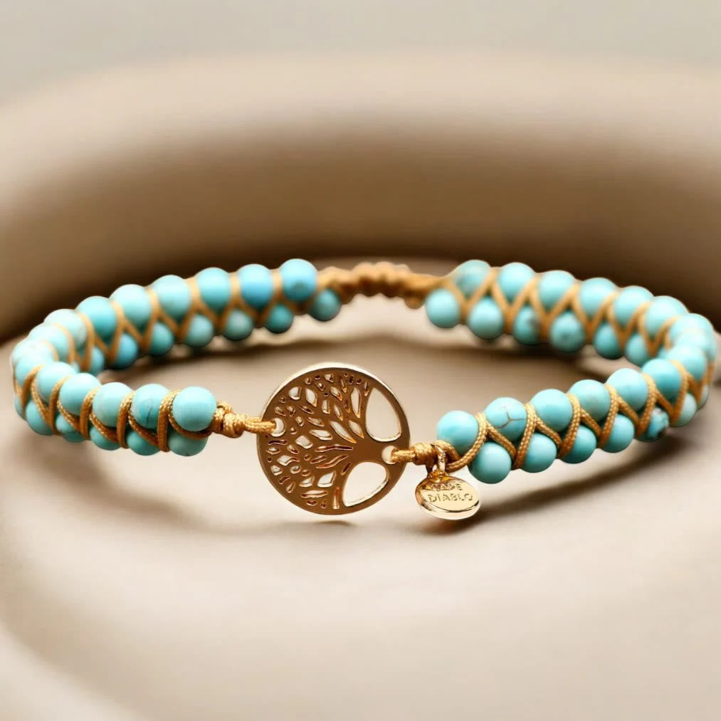 FuAttract Growth Balance & Connection Handmade Woven Tree of Life Bohemian Bracelet - Amazonite - Golden - image 25