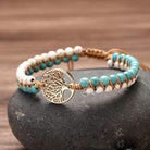FuAttract Growth Balance & Connection Handmade Woven Tree of Life Bohemian Bracelet - Blue White Turquoise - Golden - image 26
