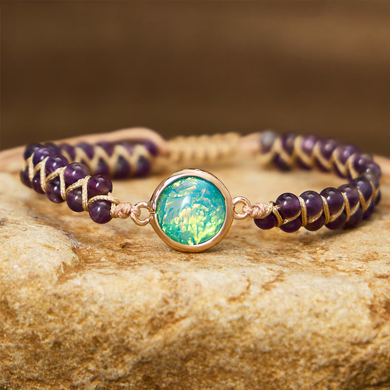 FuAttract Balance Grounding & Protection Natural Opal Amethyst Double Layer Woven Bracelet  - image 1