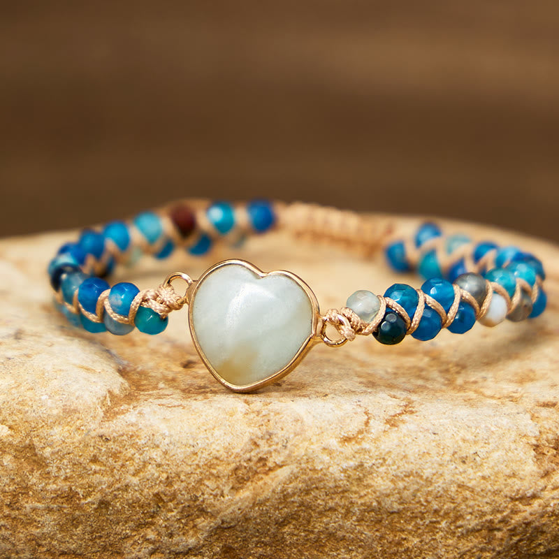 FuAttract Communication Calm & Emotional Balance Amazonite & Sodalite Heart Bracelet - Sodalite - image 0