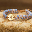 FuAttract Love Connection & Balance Natural Stone Stainless Steel Zodiac Signs Couple Bracelet - Pisces - image 0