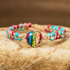 FuAttract Love Harmony & Emotional Balance Natural Rainbow Emperor Stone Heart Bracelet - Vertical Rainbow Blue - image 0