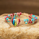FuAttract Love Harmony & Emotional Balance Natural Rainbow Emperor Stone Heart Bracelet - image 2