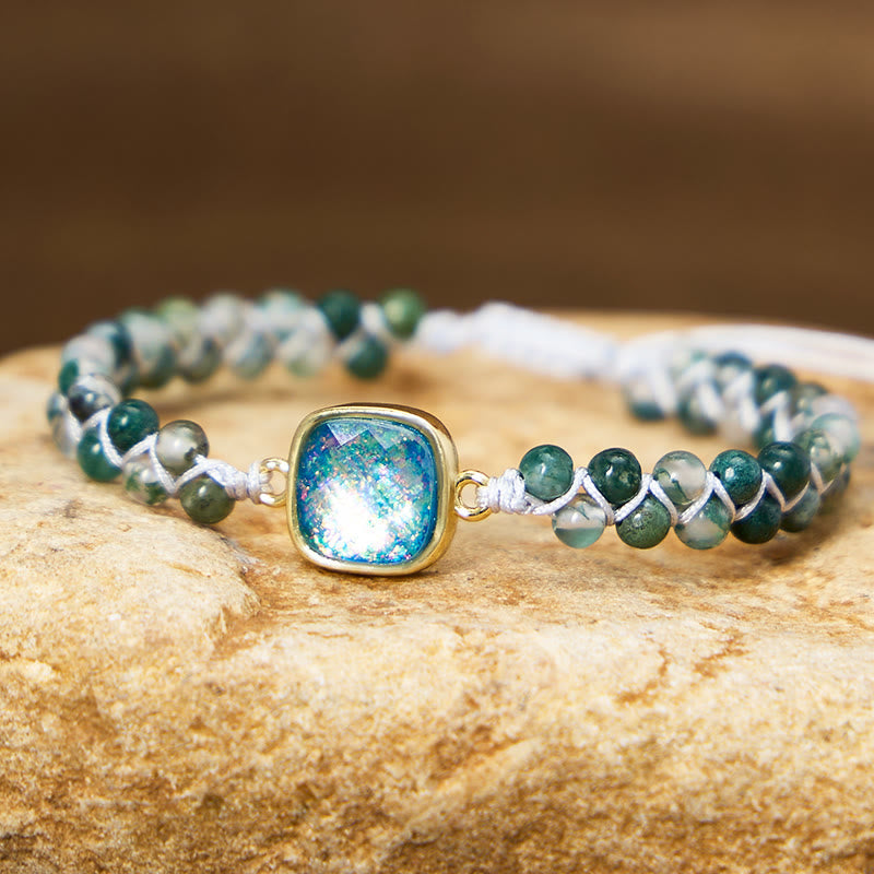 FuAttract Balance Growth & Calm Natural Moss Agate Opal Pendant Bracelet - image 2