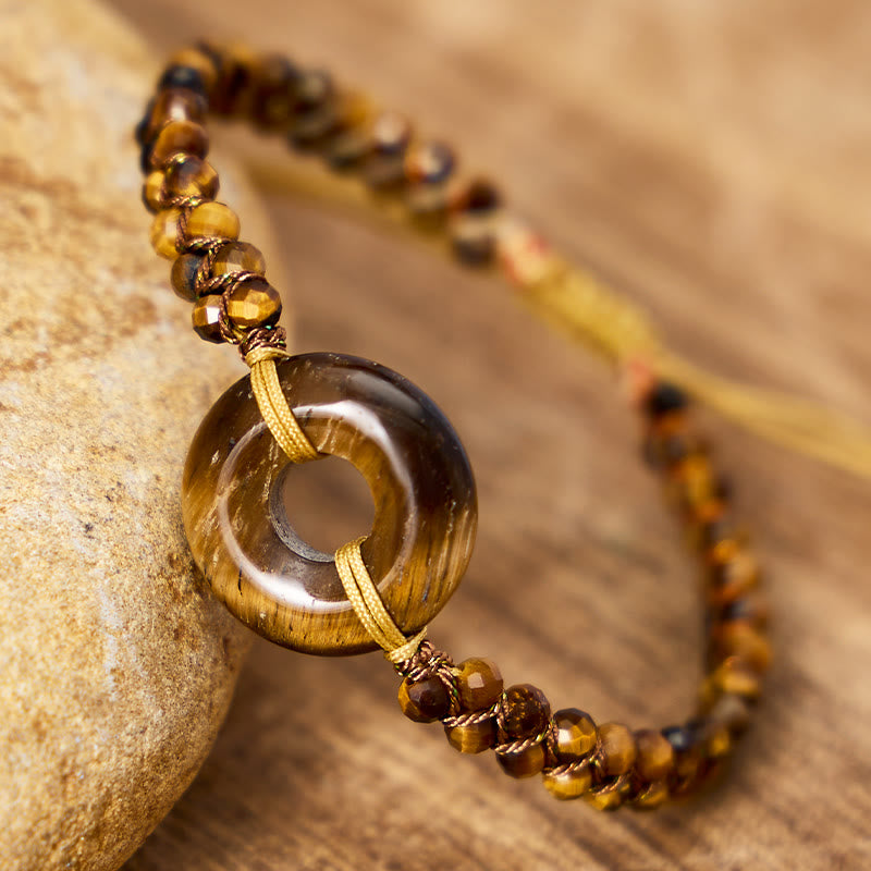 FuAttract Confidence Protection & Courage Tiger Eye Circle Charm Adjustable Bracelet - image 1