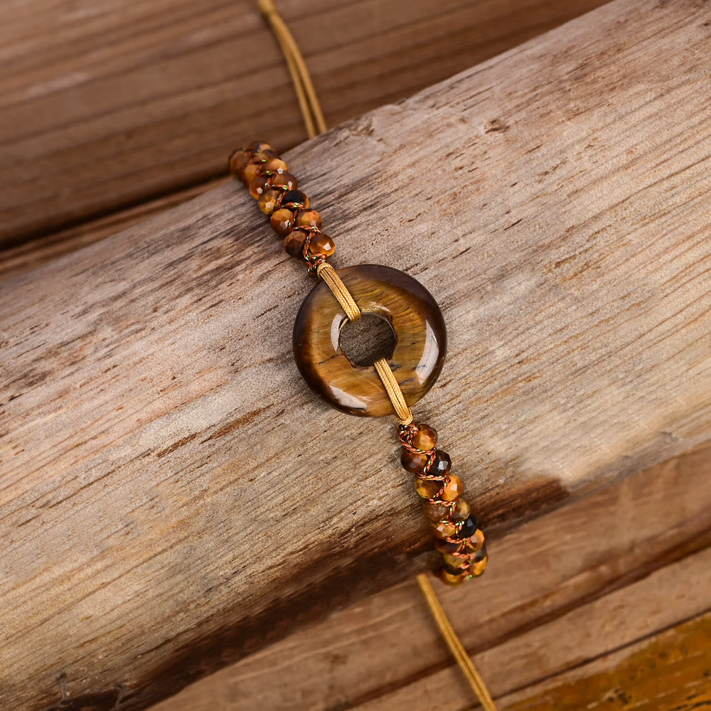 FuAttract Confidence Protection & Courage Tiger Eye Circle Charm Adjustable Bracelet - image 2