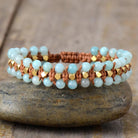 FuAttract Love Confidence & Emotional Balance Natural Rhodonite Wrap Gold Bead Bracelet - Amazonite - image 9