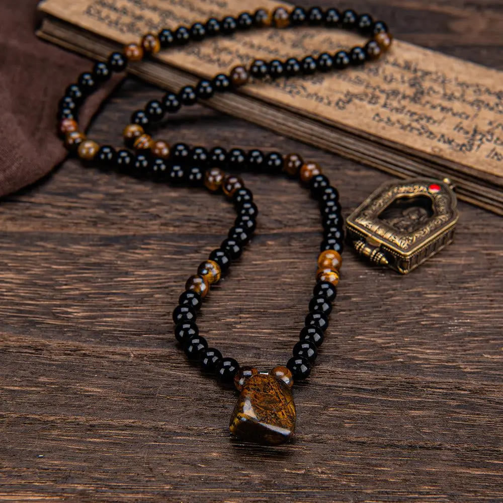 FuAttract Courage Focus Strength & Abundance Black Obsidian Tiger's Eye Necklace - image 2