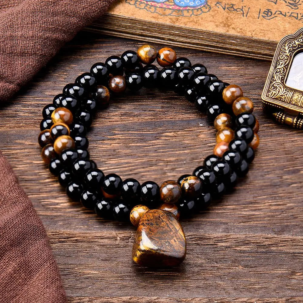 FuAttract Courage Focus Strength & Abundance Black Obsidian Tiger's Eye Necklace - image 1
