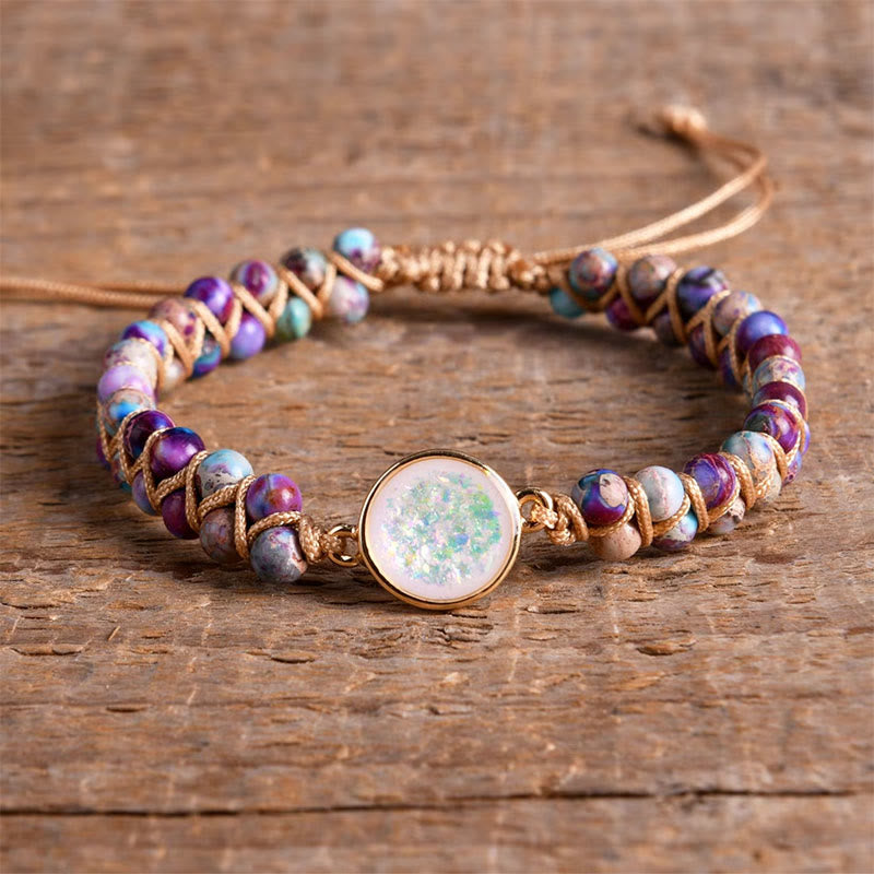 FuAttract Balance Grounding & Protection Natural Opal Amethyst Double Layer Woven Bracelet  - Purple Imperial Jasper - image 11