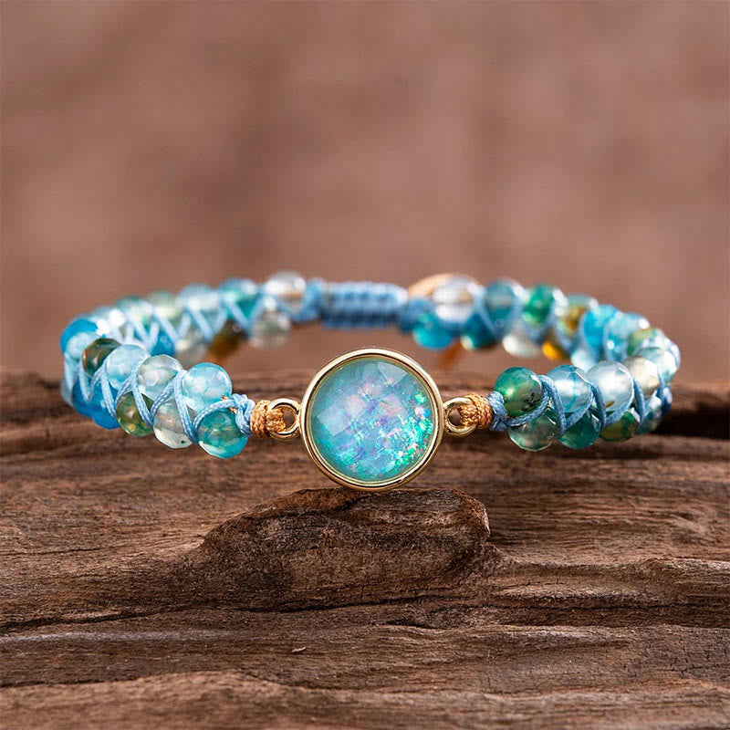 FuAttract Balance Grounding & Protection Natural Opal Amethyst Double Layer Woven Bracelet  - Blue Chalcedony - image 12