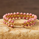 FuAttract Love Confidence & Emotional Balance Natural Rhodonite Wrap Gold Bead Bracelet - image 4