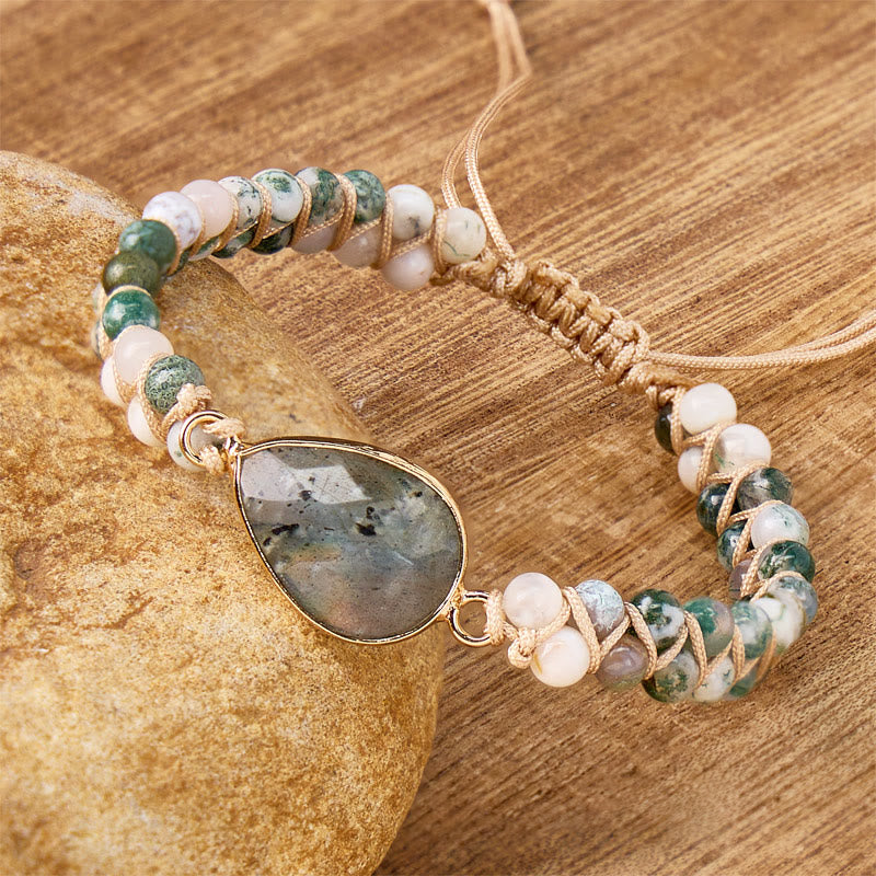 FuAttract Clarity Communication & Growth Natural Tree Agate Teardrop Pendant Bracelet Crystal - Tree Agate - image 0