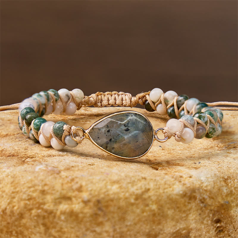 FuAttract Clarity Communication & Growth Natural Tree Agate Teardrop Pendant Bracelet Crystal - image 1