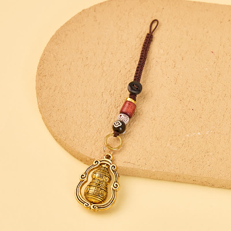 FREE Today: Luck Wealth & Prosperity Brass Fortune Calabash Keychain With Auspicious Cloud Cord - Keychain - image 0