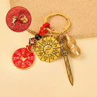 FuAttract Protection & Luck  Brass Chinese Zodiac Calabash Keychain With Bagua Plate and Seven-Star Sword  - Ox - image 5