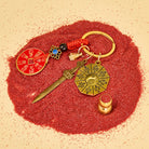 FuAttract Protection & Luck  Brass Chinese Zodiac Calabash Keychain With Bagua Plate and Seven-Star Sword  - image 3
