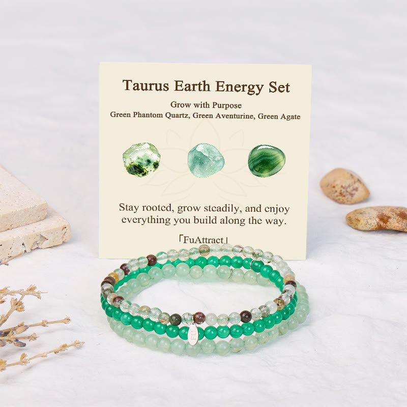 FuAttract Wealth Growth & Stability Taurus Zodiac Triple Layer Beaded Astrology Bracelet  - image 1
