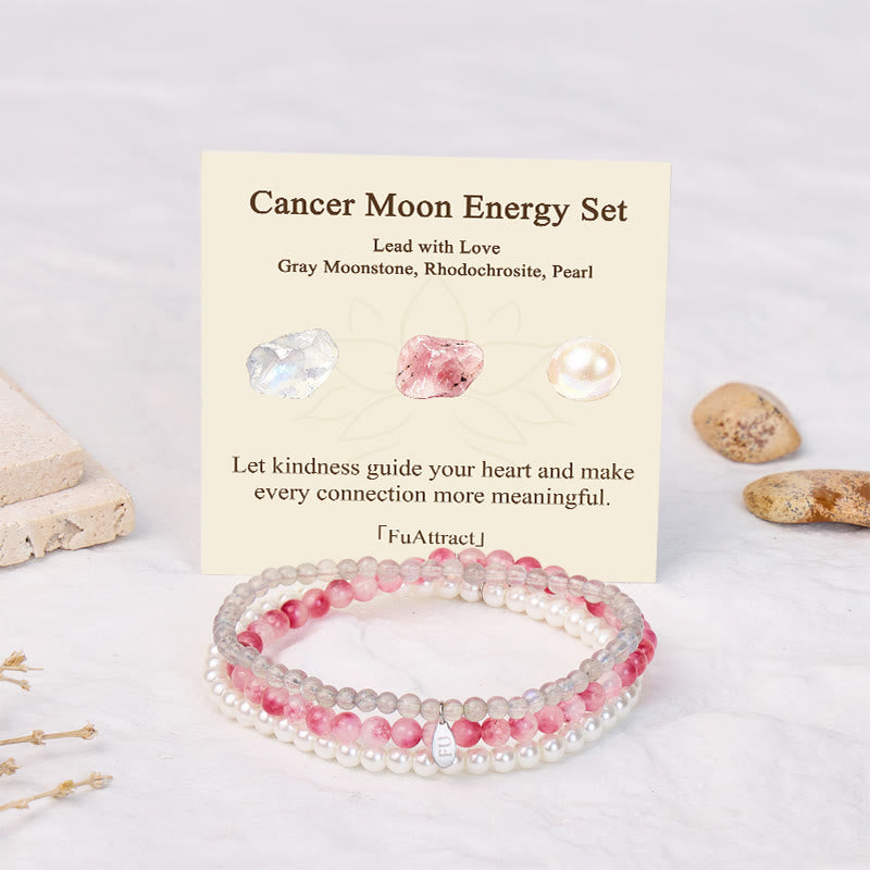 FuAttract Love Emotional Balance & Harmony Cancer Zodiac Three Layer Beaded Bracelet - image 1