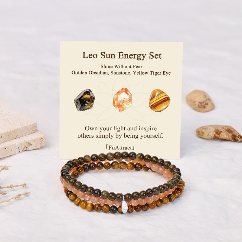 FuAttract Confidence Strength & Leadership Leo Zodiac Triple Layer Astrology Bracelet - image 1