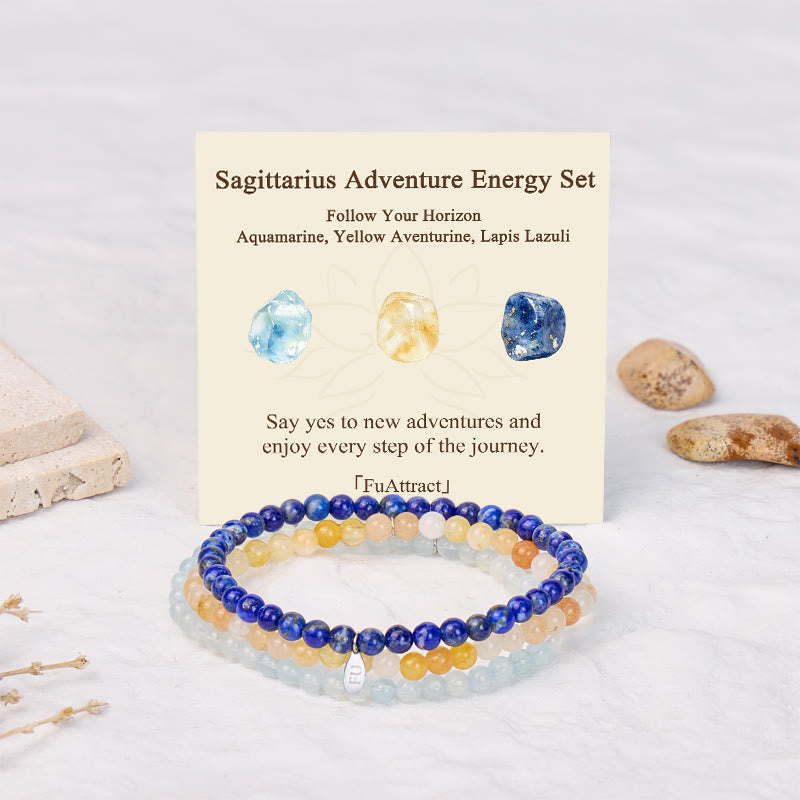 FuAttract Wisdom Freedom & Balance Sagittarius Zodiac Triple Wrap Jewelry Beaded Bracelet  - image 1