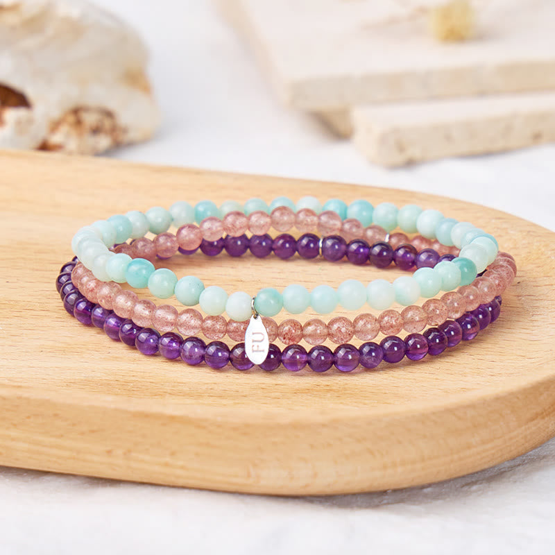 FuAttract Intuition Harmony & Love Pisces Zodiac Three Strand Crystal Jewelry Bracelet - Pisces - image 0