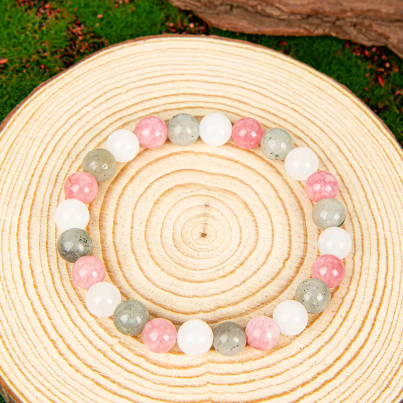 FuAttract Love & Harmony Natural Rose Quartz Colorblock Crystal Beaded Bracelet - image 2