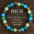 FREE Today: Wealth Protection & Confidence Natural Tiger Eye Malachite Colorblock Beaded Bracelet - Tiger's Eye & Malachite - image 0