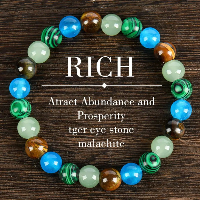 FREE Today: Wealth Protection & Confidence Natural Tiger Eye Malachite Colorblock Beaded Bracelet - Tiger's Eye & Malachite - image 0