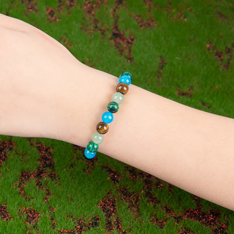 FREE Today: Wealth Protection & Confidence Natural Tiger Eye Malachite Colorblock Beaded Bracelet - image 3