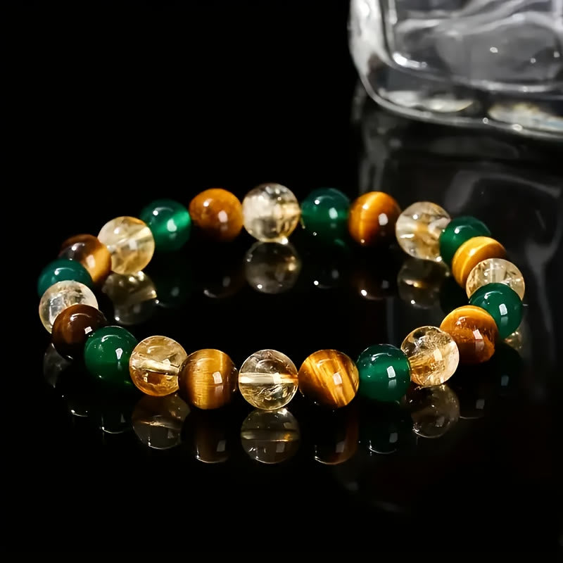 FuAttract Wealth Luck & Confidence Natural Tiger Eye Green Agate Crackle Beaded Bracelet - image 2