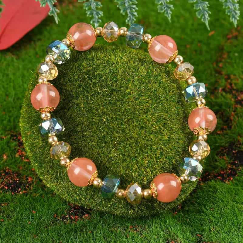 FuAttract Love Luck & Harmony Natural Strawberry Quartz Colorblock Charm Bracelet - image 1