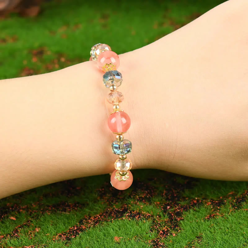 FuAttract Love Luck & Harmony Natural Strawberry Quartz Colorblock Charm Bracelet - image 3