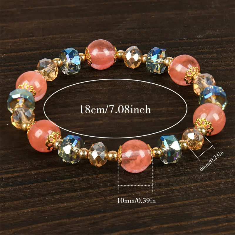 FuAttract Love Luck & Harmony Natural Strawberry Quartz Colorblock Charm Bracelet - image 5