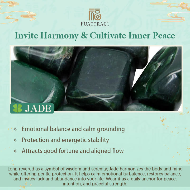 FuAttract Good Fortune & Wealth Natural Jade Fu Character Pendant Bracelet - image 8