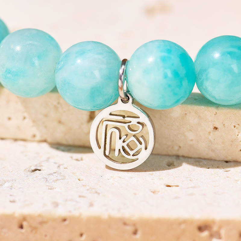 FuAttract Calm Balance & Prosperity Amazonite Fu Symbol Charm Crystal Bracelet - image 5