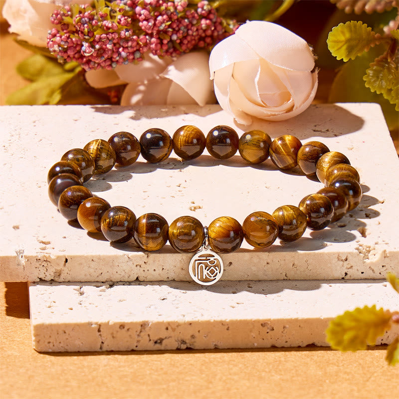 FuAttract Confidence Protection & Prosperity Tiger Eye  Bracelet With Fu Charm - image 1