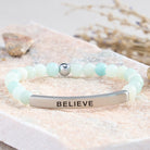 FuAttract Balance Confidence & Harmony Amazonite Stainless Steel Tube Believe Engraved Bracelet - image 1