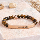 FuAttract Balance Confidence & Harmony Amazonite Stainless Steel Tube Believe Engraved Bracelet - Tiger's Eye - Rose Gold - image 12
